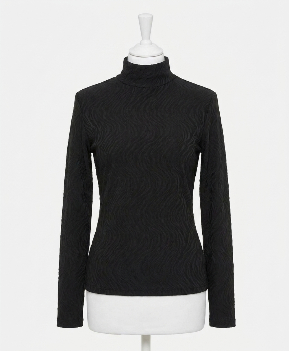 NEW ESQUALO blenda burnout animal print turtleneck top in black
